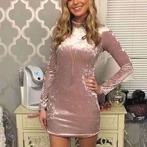 Embrace Los Angeles Pink Velvet Long Sleeve Dress